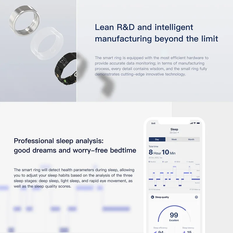 Nova Ring Multifunctional Health Monitoring Smart Ring - Silver / 11#-20.7mm