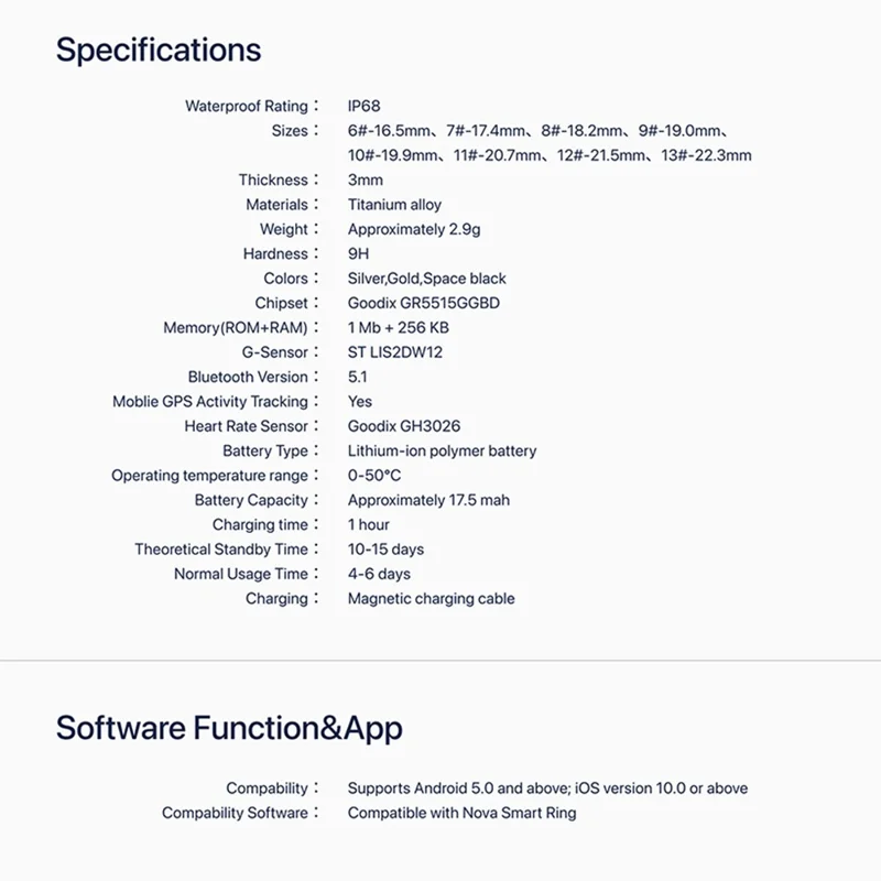 Nova Ring Multifunctional Health Monitoring Smart Ring - Silver / 13#-22.3mm