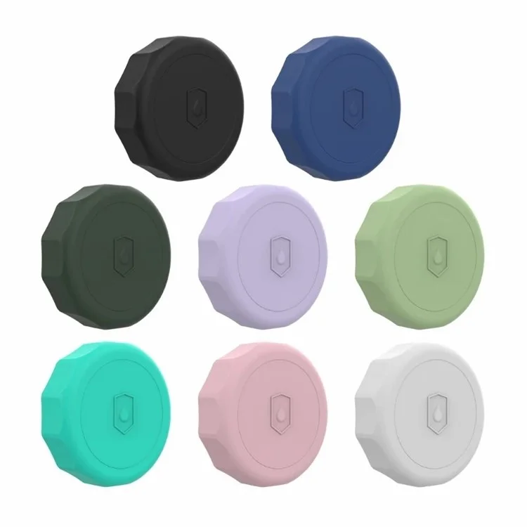 For AirTag Protective Case Bluetooth-compatible Tracker Waterproof Silicone Cover with Adhesive Sticker - Black