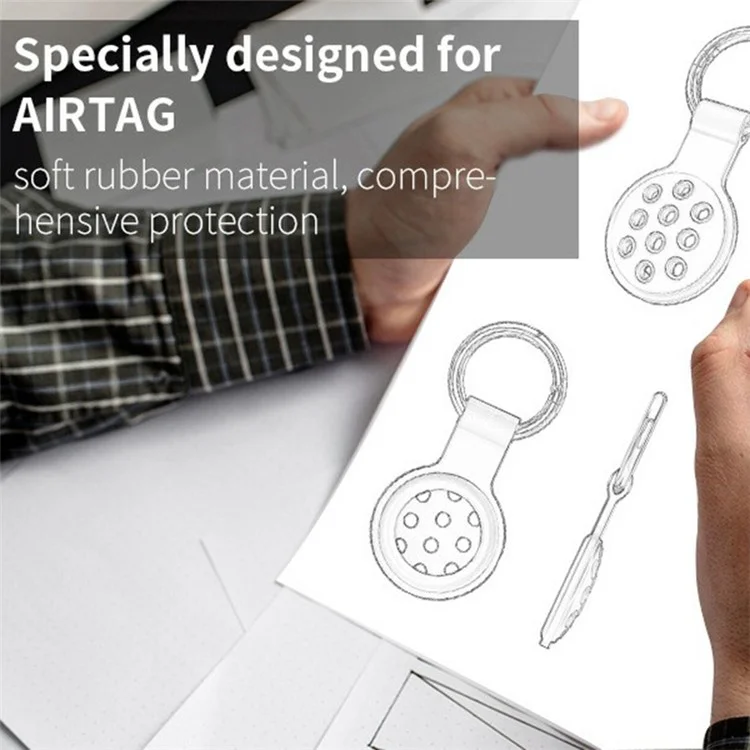 Для Apple AirTag Bluetooth Tracker Silicone Case Protective Cover with Ring Buckle - Style A