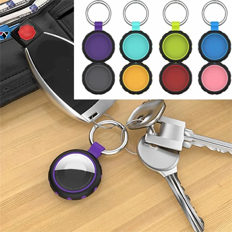Для Apple AirTag Bluetooth Tracker Silicone Case Protective Cover with Ring Buckle - Style A