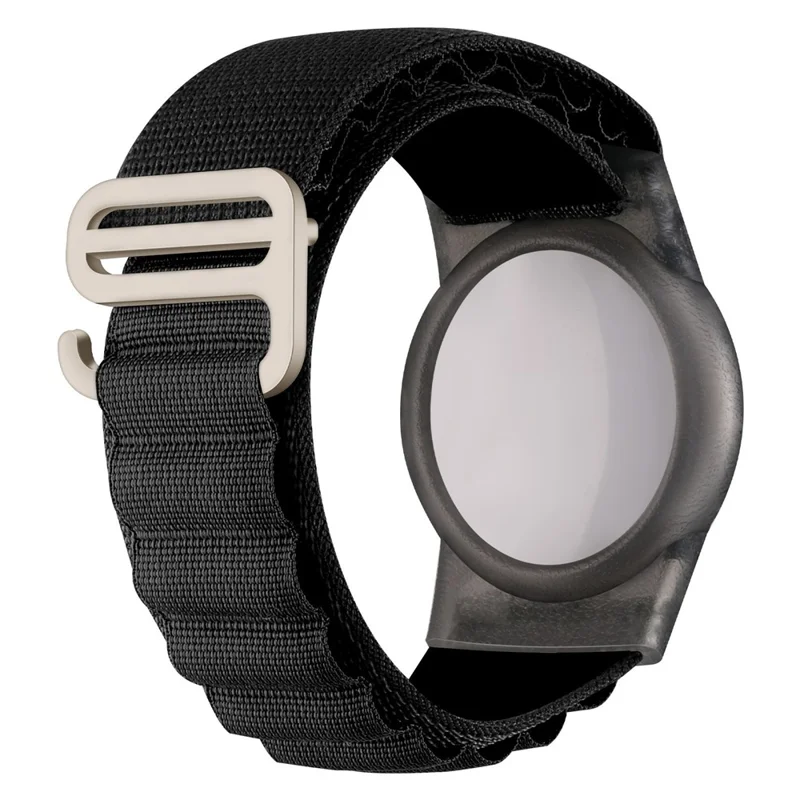 For Apple AirTag Tracker Nylon Urteband TPU-beskyttelsesdækkende - Style A / Sort