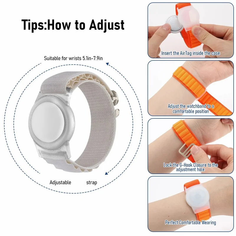 For Apple AirTag Tracker Nylon Urteband TPU-beskyttelsesdækkende - Style A / Sort