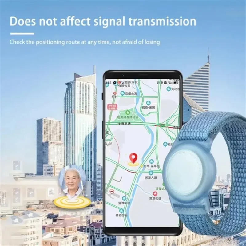 For Apple AirTag Tracker Nylon Urteband TPU-beskyttelsesdækkende - Style A / Sort