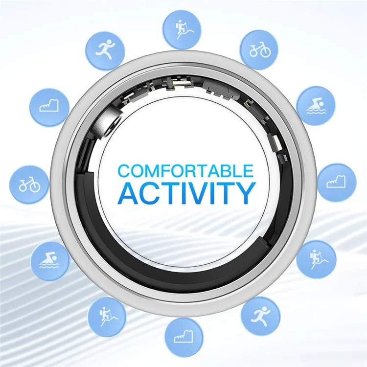 SR2 Smart Ring Multi-function Health Monitoring Fitness Tracker Finger Ring (No Charging Case) - Silver / No.8