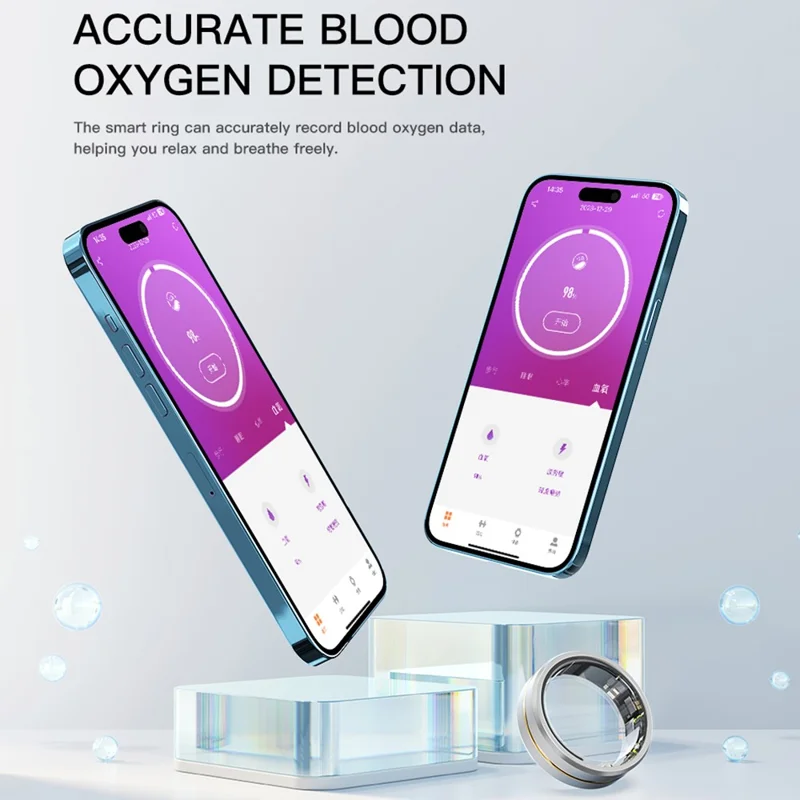 SR2 Smart Ring Multi-function Health Monitoring Fitness Tracker Finger Ring (No Charging Case) - Silver+Gold Edge / No.8