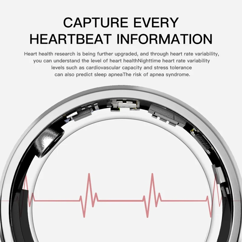 SR2 Smart Ring IP67 Waterproof Health Monitoring Finger Ring with Charging Case - Silver+Gold Splicing / No.10