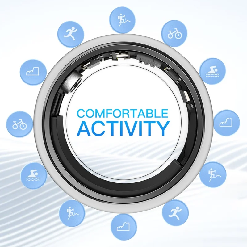 SR1 Smart Ring Multi-function Heart Rate Sleep Monitor Waterproof Finger Ring (No Charging Case) - Blue / No.8