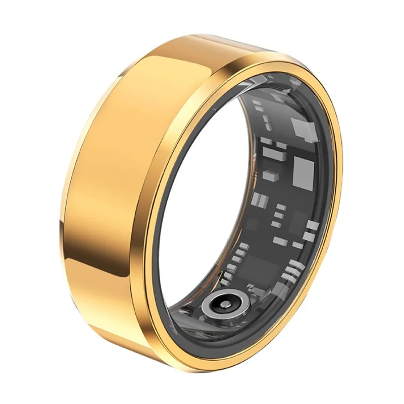SR1 Smart Ring Waterproof Heart Rate Sleep Monitor Multi-function Finger Ring (with Charging Case) - Gold / No.11