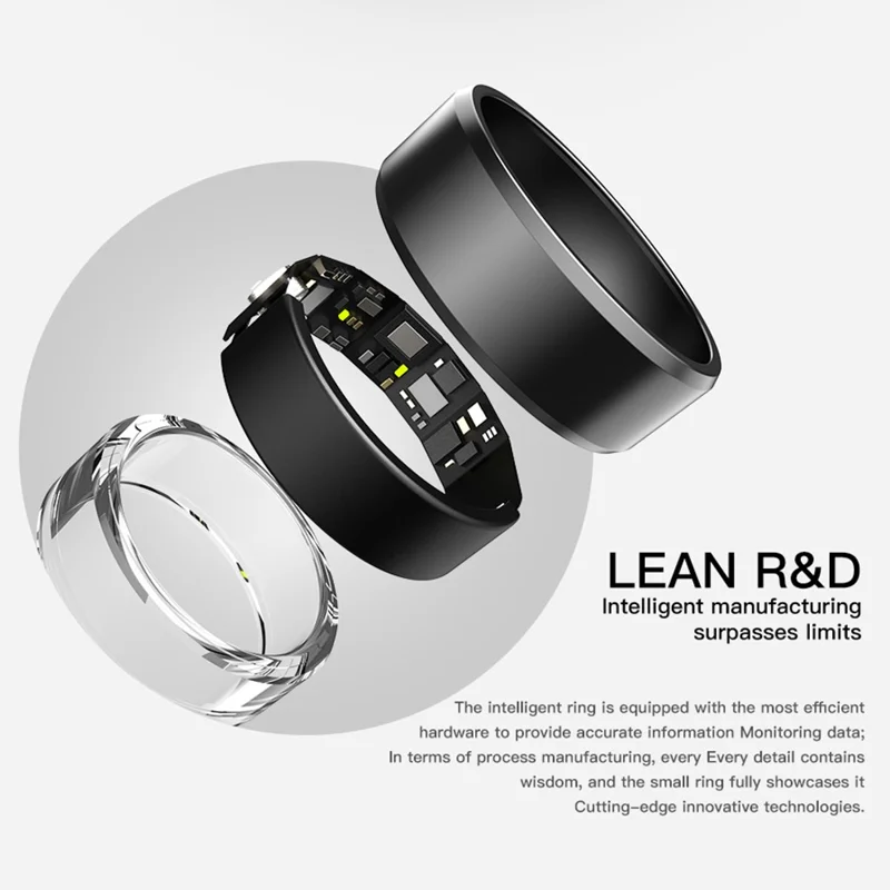 SR1 Smart Ring Waterproof Heart Rate Sleep Monitor Multi-function Finger Ring (with Charging Case) - Gold / No.11