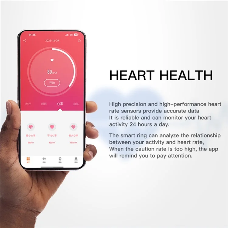 SR1 Smart Ring Waterproof Heart Rate Sleep Monitor Multi-function Finger Ring (with Charging Case) - Blue / No.8