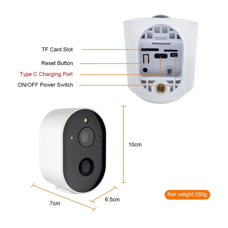 SN-S5T Home Security WiFi Camera Wiederaufladbare Hd-nachtsicht Kamera Unterstützung Tuya App