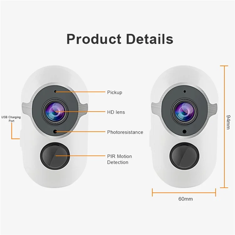 SN-S3T Home Security WiFi Camera Anti-theft Rechargeable HD Night Vision Camera Support Tuya App