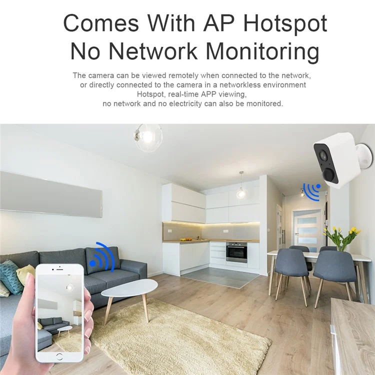 Telecamera WiFi per la sicurezza domestica SN-S2 Ricaricabile, Comunicazione bidirezionale Intercom Supporto per App Tuya