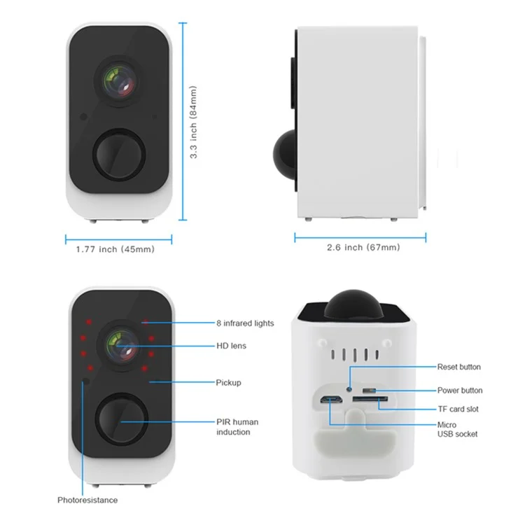 SN-S2 Home Security WiFi Camera Wiederaufladbare Zwei-wege-sprach-intercom-kamera Unterstützung Tuya App