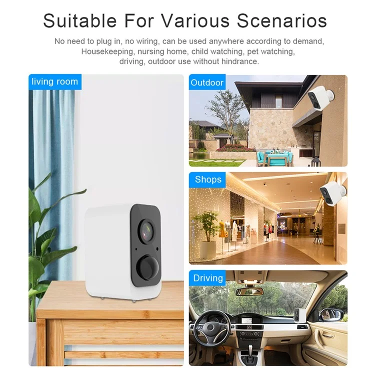 SN-S2 Home Security WiFi Camera Wiederaufladbare Zwei-wege-sprach-intercom-kamera Unterstützung Tuya App