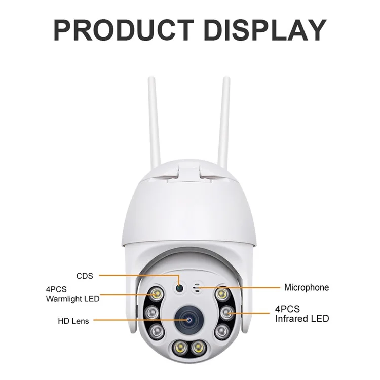 SN-PTZ1-TC Panoramic Outdoor PTZ Camera Rainproof WiFi Remote Tuya Security Camera - US Plug