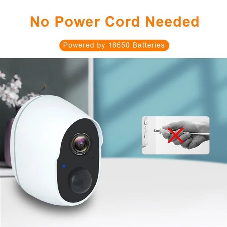 SN-S10 Home Security WiFi Camera Waterproof Rechargeable PIR Induction Camera - Black