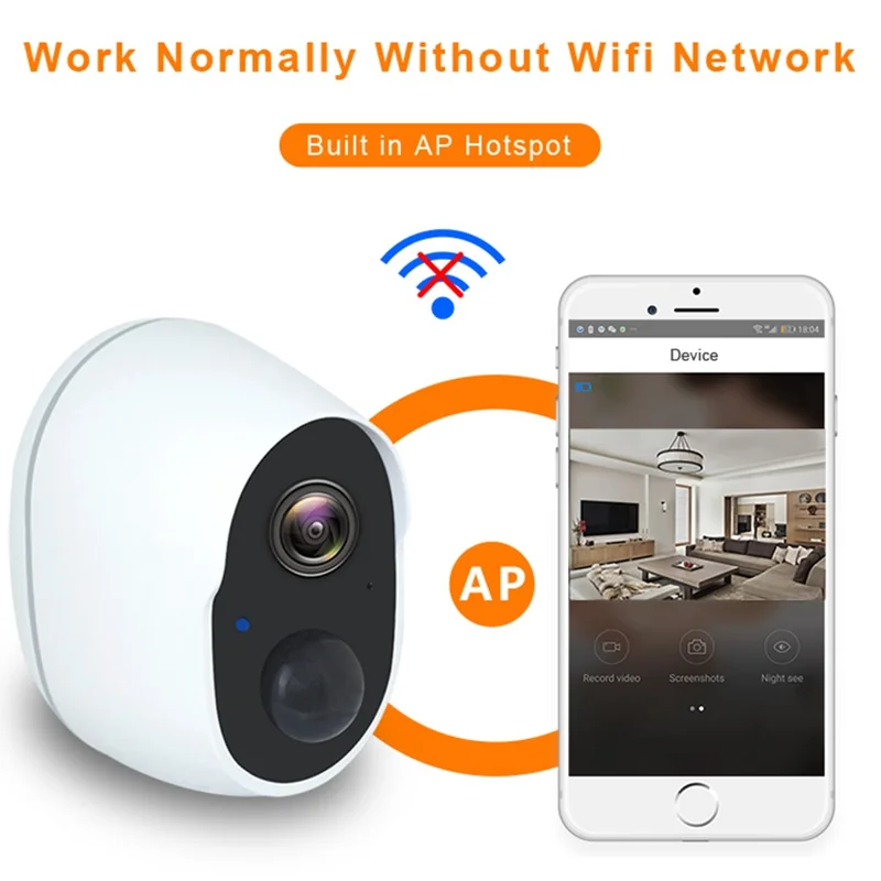 SN-S10 Home Security WiFi Camera Waterproof Rechargeable PIR Induction Camera - White