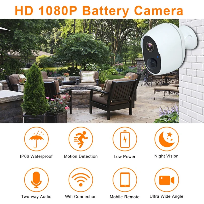 SN-S10 Home Security WiFi Camera Waterproof Rechargeable PIR Induction Camera - White