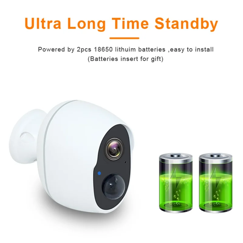 SN-S10 Home Security WiFi Camera Waterproof Rechargeable PIR Induction Camera - White