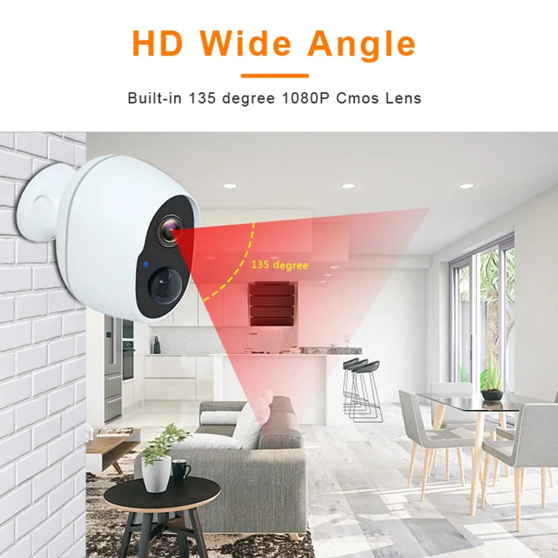 SN-S10 Home Security WiFi Camera Waterproof Rechargeable PIR Induction Camera - White