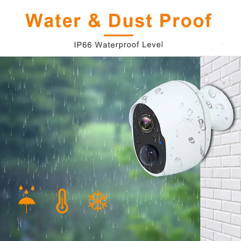SN-S10 Home Security WiFi Camera Waterproof Rechargeable PIR Induction Camera - White