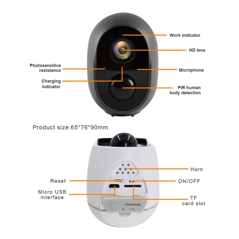 SN-S1T-SP Low-power Intelligent WiFi Camera HD Remote Tuya Solar Camera - White