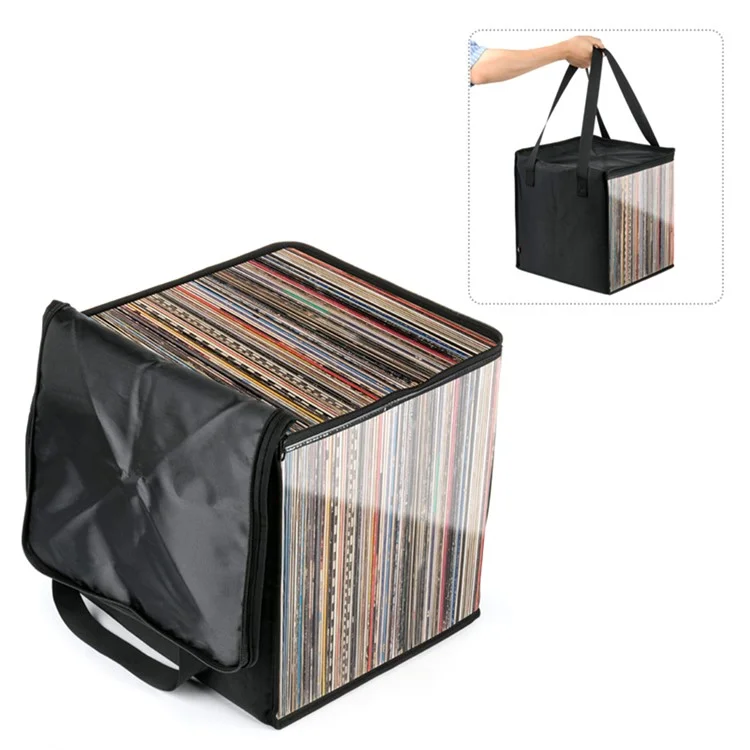 TXESIGN Clear Window Storage Bag Holds up to 50 Vinyl Record LP Organizer Hand Bag