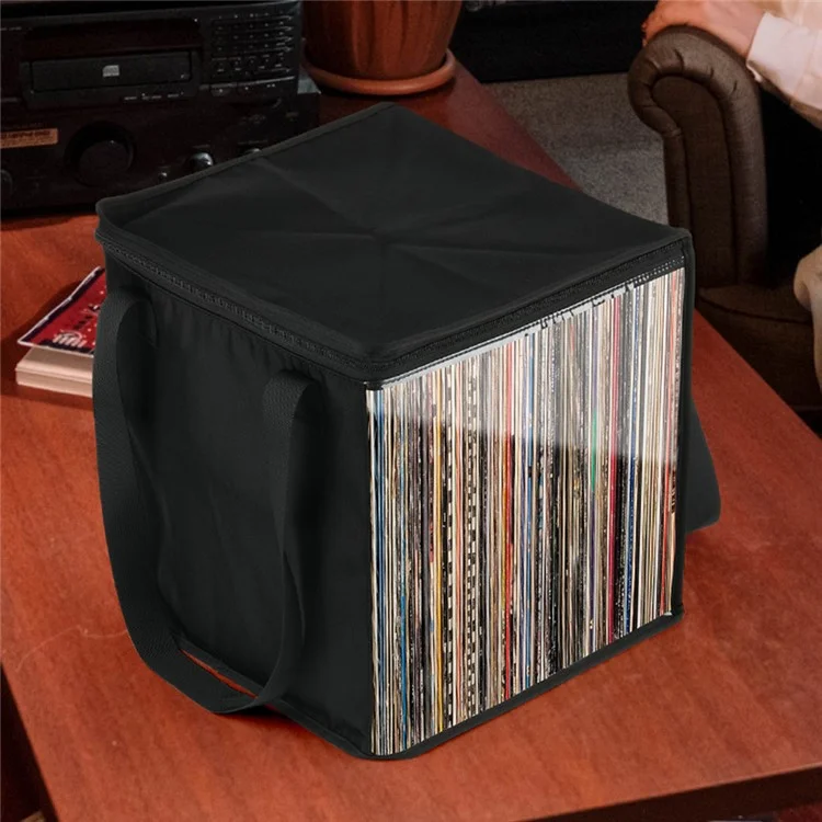 TXESIGN Clear Window Storage Bag Holds up to 50 Vinyl Record LP Organizer Hand Bag