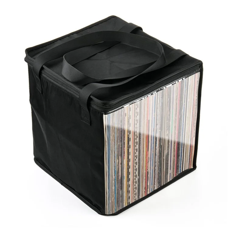 TXESIGN Klarer Fensteraufbewahrungsbeutel, der bis zu 50 Vinyl-Schallplatten-LPs organisieren kann.