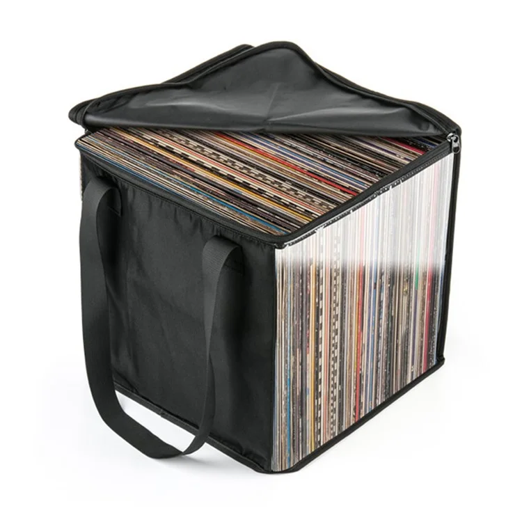 TXESIGN Clear Window Storage Bag Holds up to 50 Vinyl Record LP Organizer Hand Bag