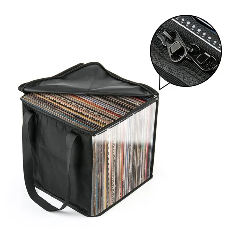 TXESIGN Klarer Fensteraufbewahrungsbeutel, der bis zu 50 Vinyl-Schallplatten-LPs organisieren kann.