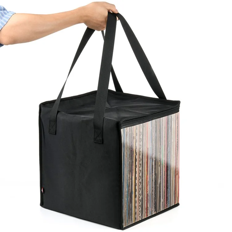 TXESIGN Clear Window Storage Bag Holds up to 50 Vinyl Record LP Organizer Hand Bag