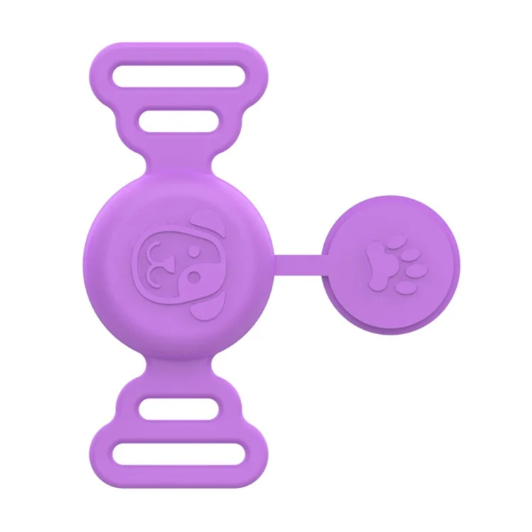 Silicone Protective Case for Apple AirTag Fit for Dog Cat Collar Accessories Pet Loop Holder - Light Purple