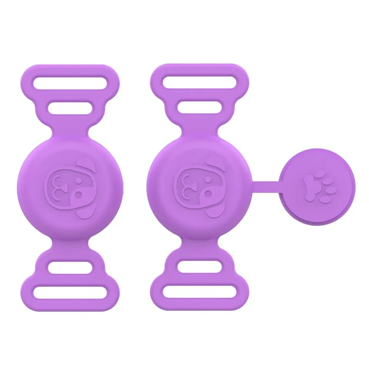 Silicone Protective Case for Apple AirTag Fit for Dog Cat Collar Accessories Pet Loop Holder - Light Purple