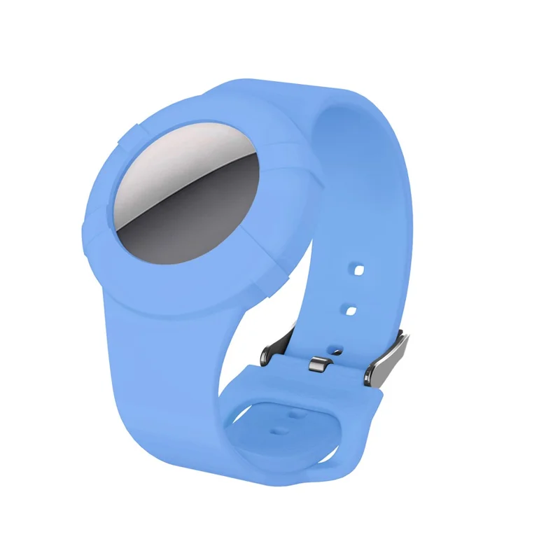 Adjustable Waterproof Wristband for Apple AirTag Anti-Lost Bracelet Tracker Locator Case - Baby Blue