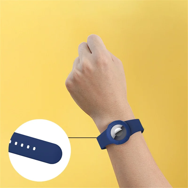 Adjustable Waterproof Wristband for Apple AirTag Anti-Lost Bracelet Tracker Locator Case - Baby Blue
