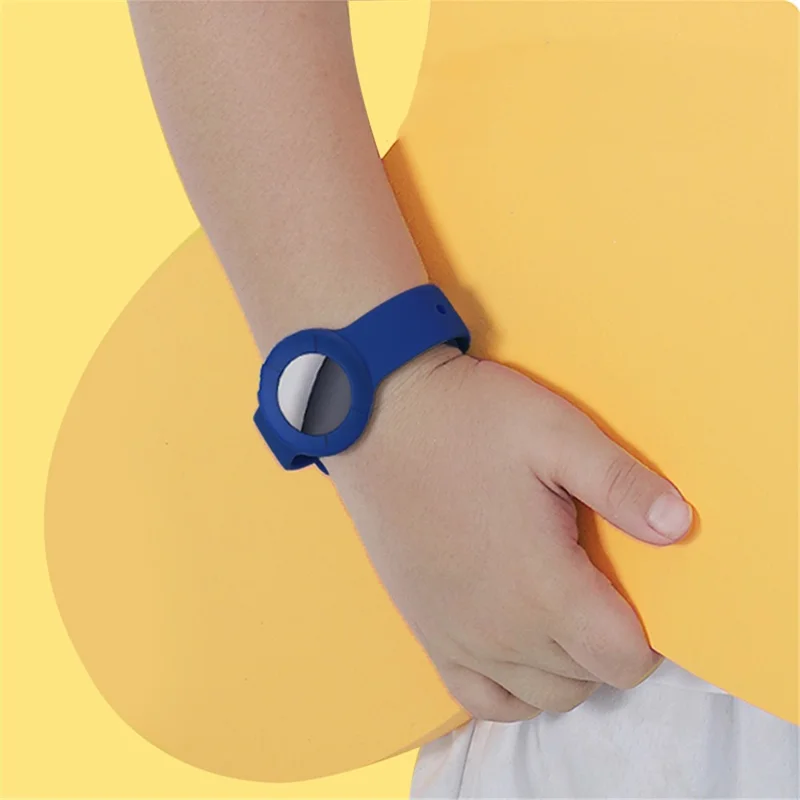 Adjustable Waterproof Wristband for Apple AirTag Anti-Lost Bracelet Tracker Locator Case - Midnight Blue