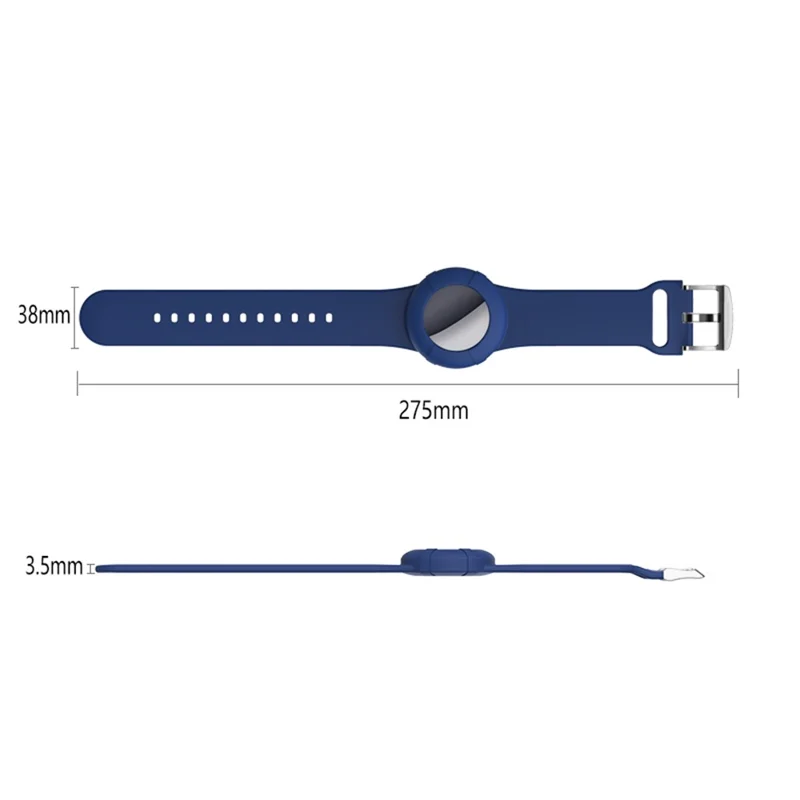 Adjustable Waterproof Wristband for Apple AirTag Anti-Lost Bracelet Tracker Locator Case - Midnight Blue