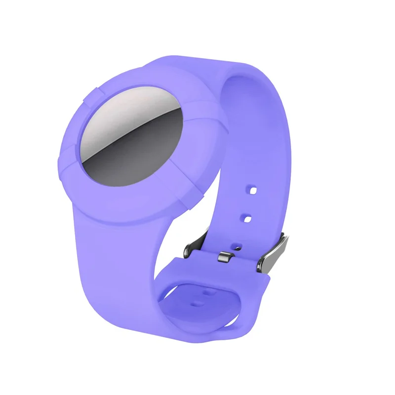 Adjustable Waterproof Wristband for Apple AirTag Anti-Lost Bracelet Tracker Locator Case - Purple