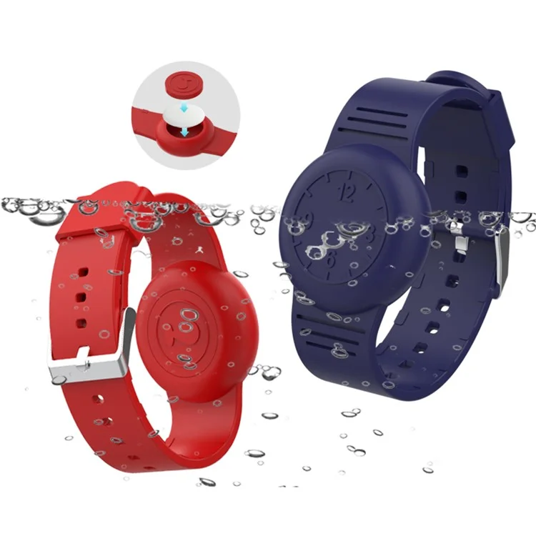 Para Apple AirTag Tracker Soft Cover Kids Watch Band Silicone Wrist Strap with Clock Numbers - Baby Blue