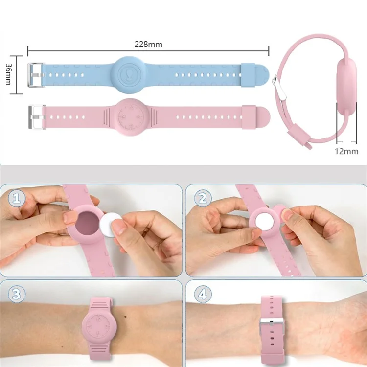Para Apple AirTag Tracker Soft Cover Kids Watch Band Silicone Wrist Strap with Clock Numbers - Baby Blue