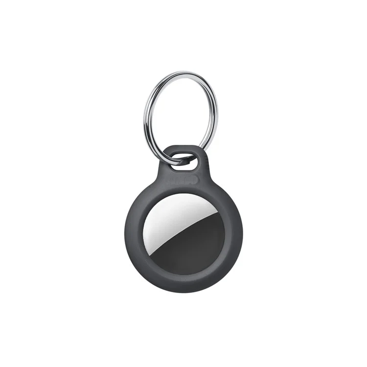 For Apple AirTag PC Protective Cover Bluetooth Tracker Anti-drop Case with Keyring - Black