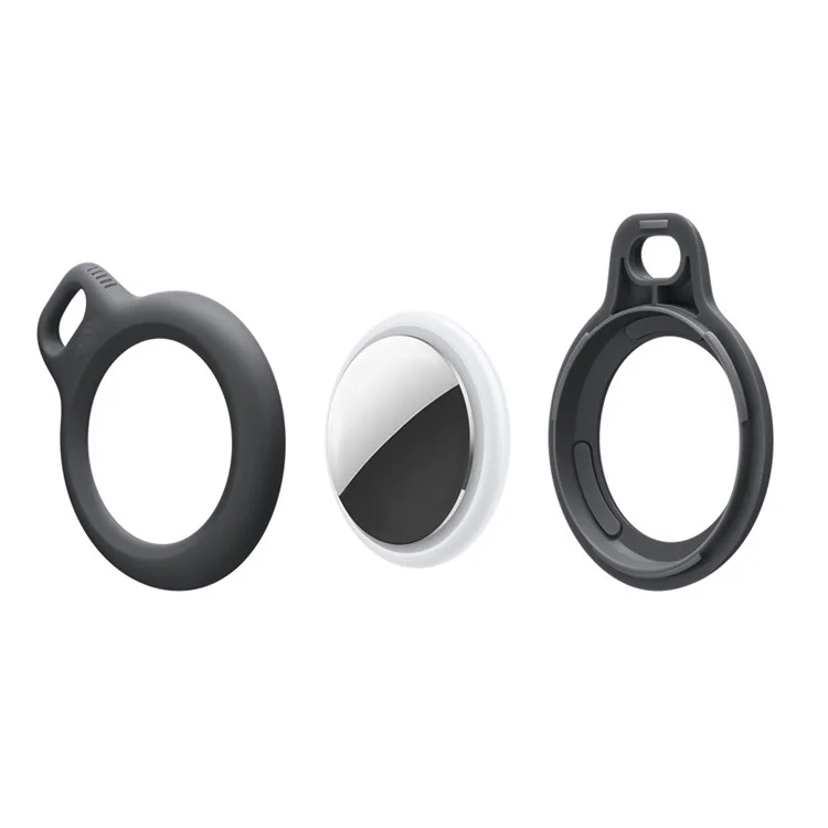 Para Apple AirTag PC Capa Protetora Rastreador Bluetooth Antideslizante Caso com Chaveiro - Preto