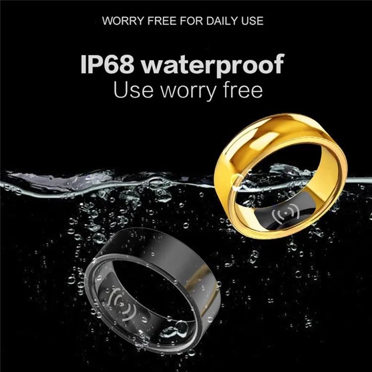 SR200 Health Monitoring Smart Ring Multifunction Waterproof Finger Ring - 22mm / Black