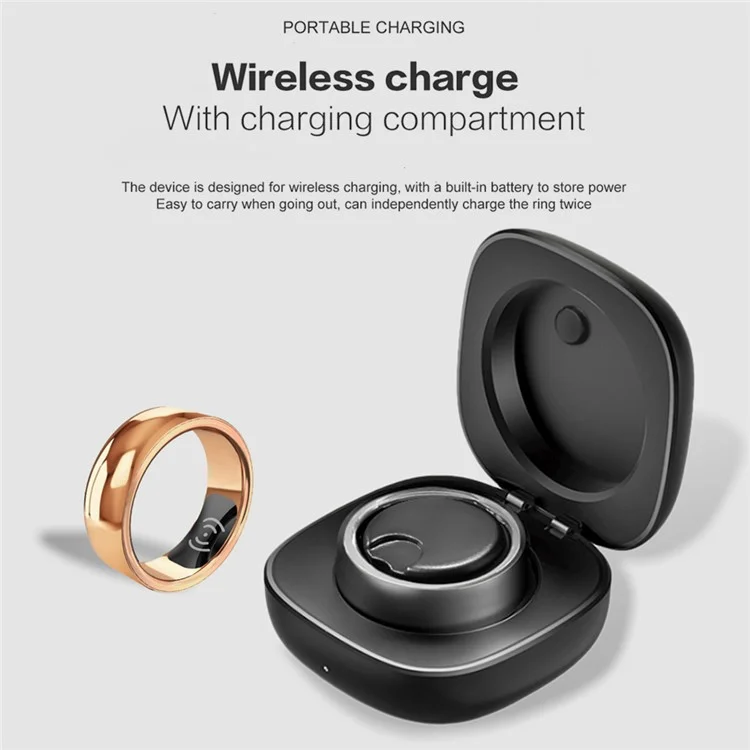 SR200 Health Monitoring Smart Ring Multifunction Waterproof Finger Ring - 22mm / Black