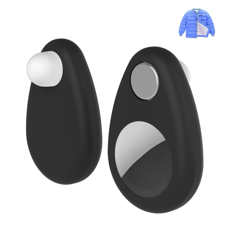 Para el localizador Bluetooth Apple AirTag, funda de silicona contra la pérdida (no impermeable) - Negro