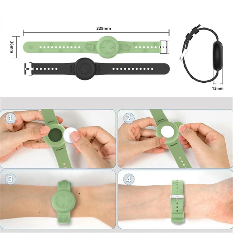 Funda protectora para Apple AirTag Anti-Lost Tracker Número de diseño Banda de muñeca de silicona resistente al agua - Verde Matcha