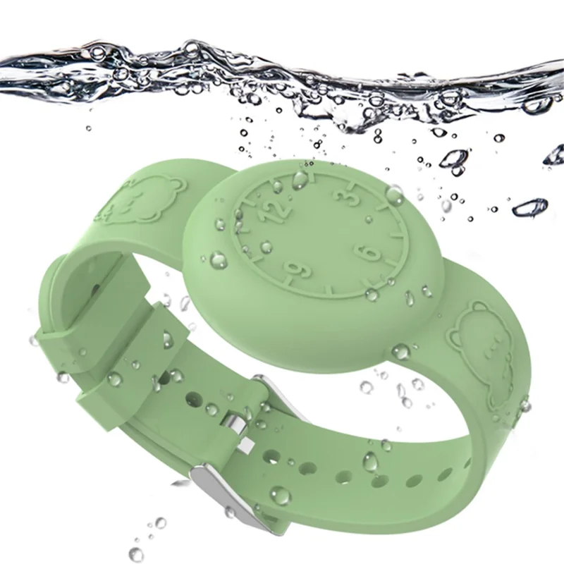 Protective Case for Apple AirTag Anti-Lost Tracker Number Design Waterproof Silicone Wristband - Pink